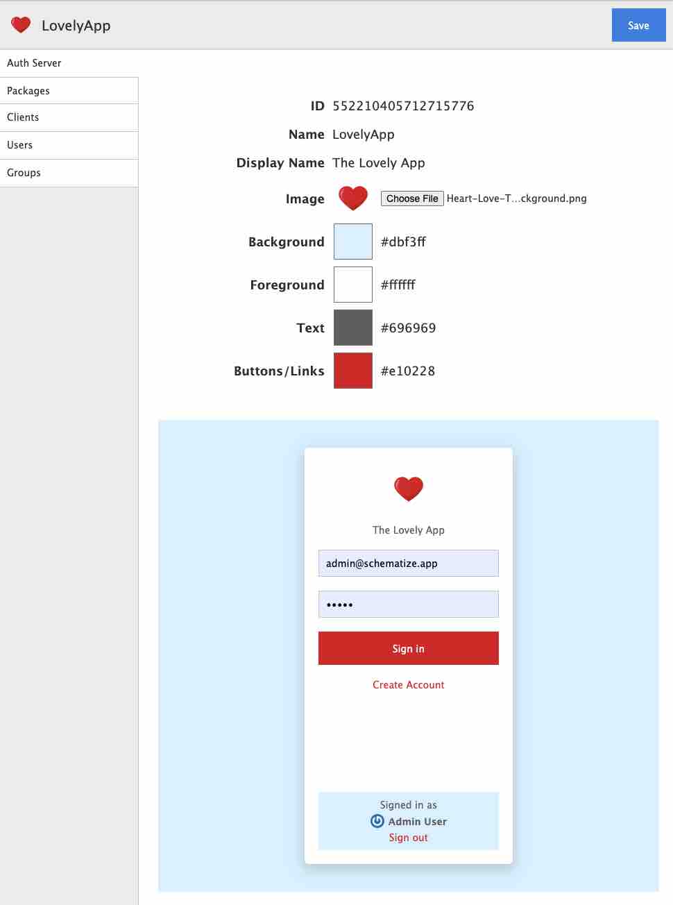 Schematize Auth Server Configuration