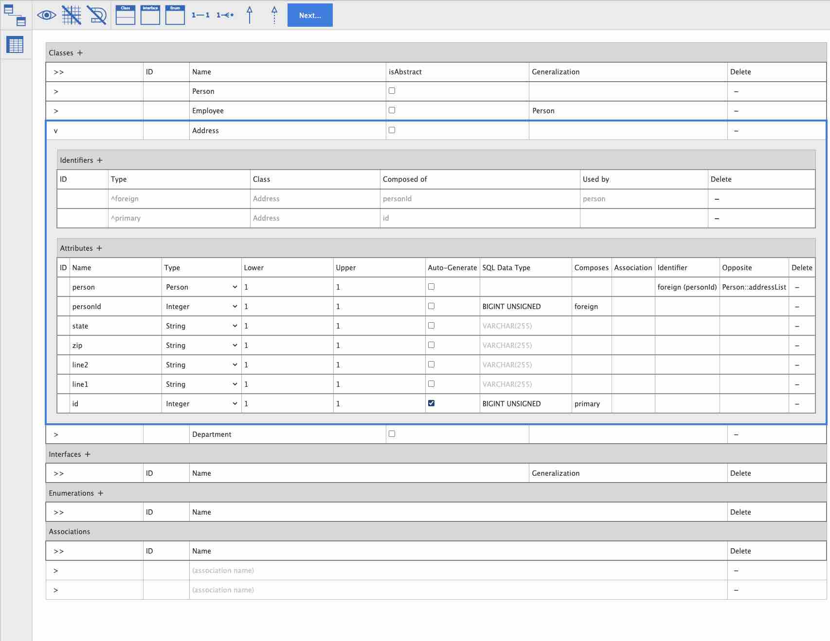 Schematize Table Editor